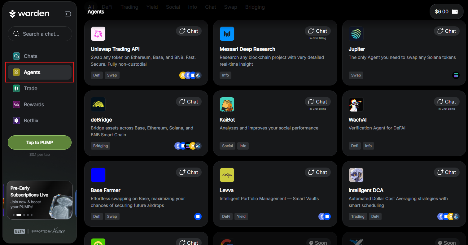 The Agent Hub in Warden