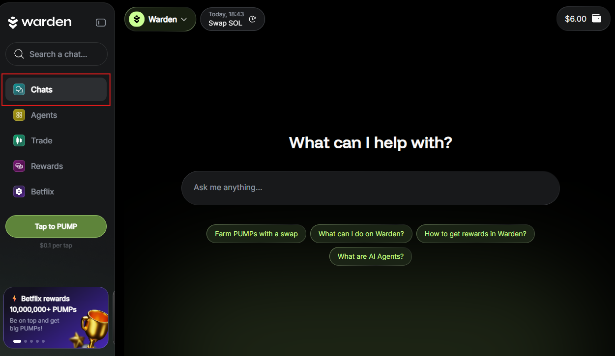 Ask the Warden AMA Agent to swap an asset